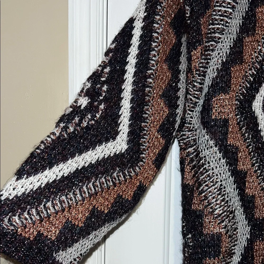 MNG MANGO Rare Oversized Chunky Knit Glittery Boho Cardigan - Picture 14 of 16